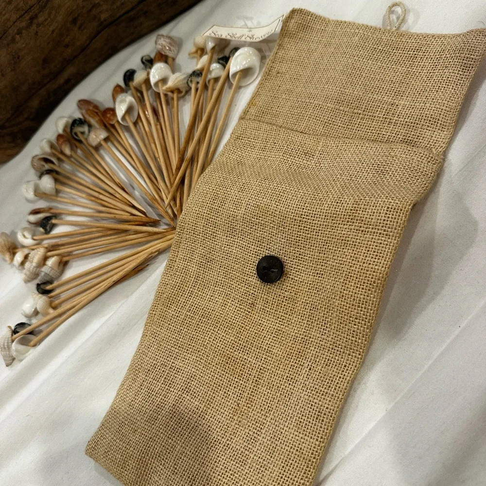 Sea Shell Skewers with Burlap Holder